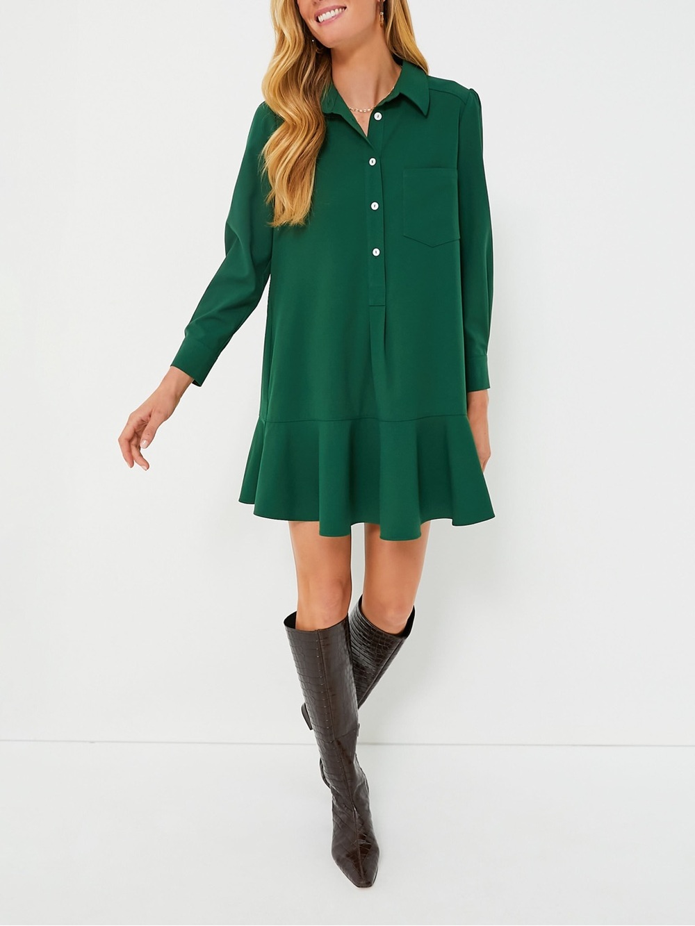 Tuckernuck hunter Green Callahan Crepe dress size M